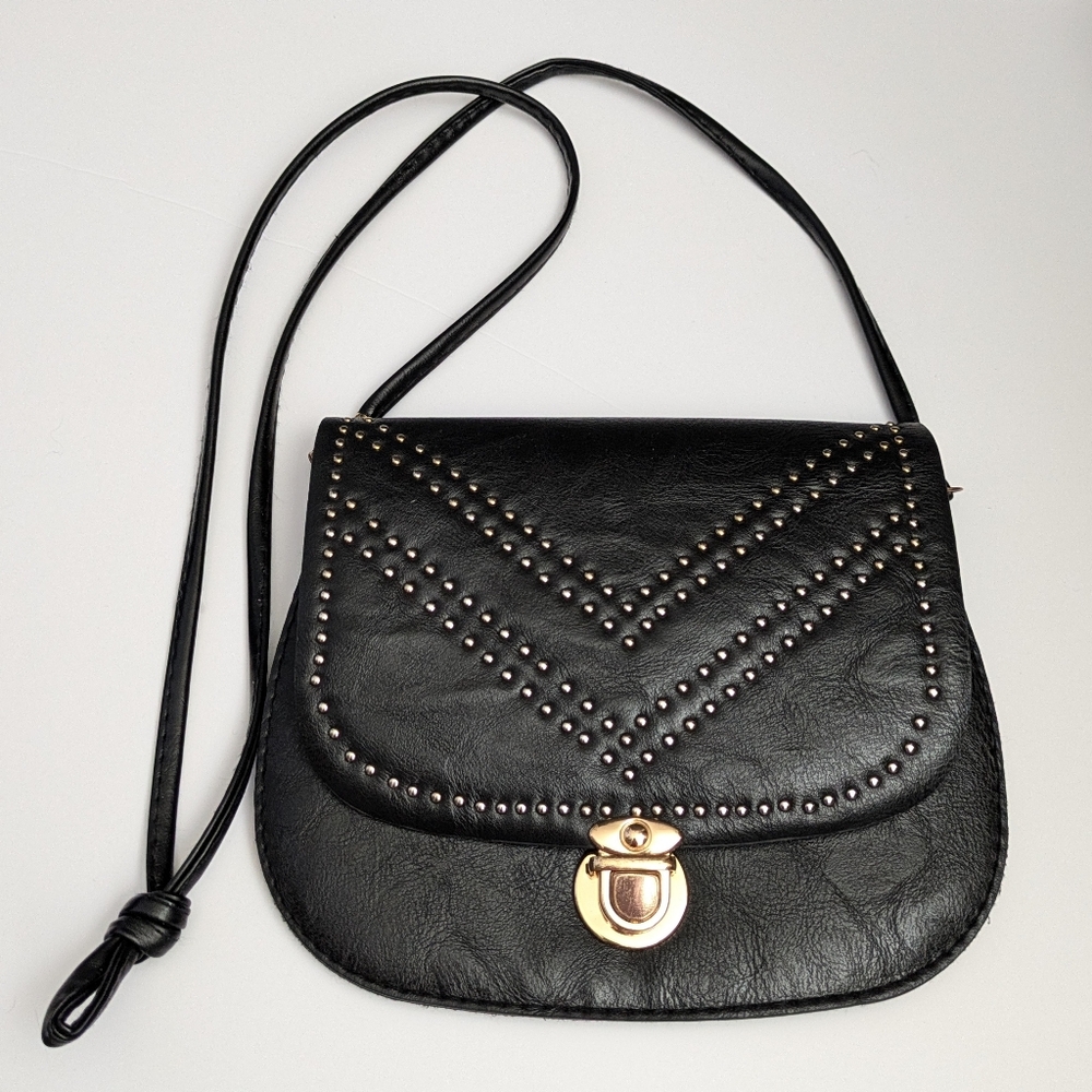 Cute Black Studded Cross Body Bag Purse Bohemian Grunge Goth Casual - Picture 6 of 14